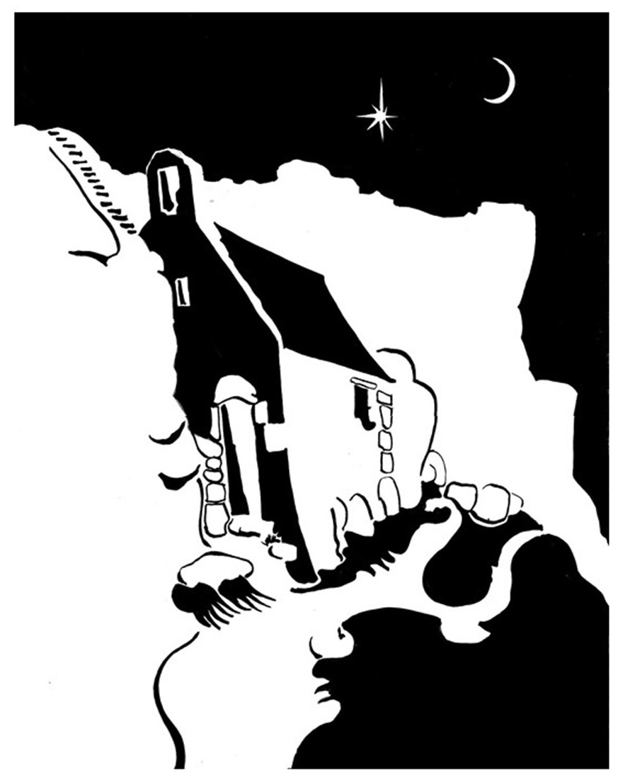 A tiny chapel between high cliffs