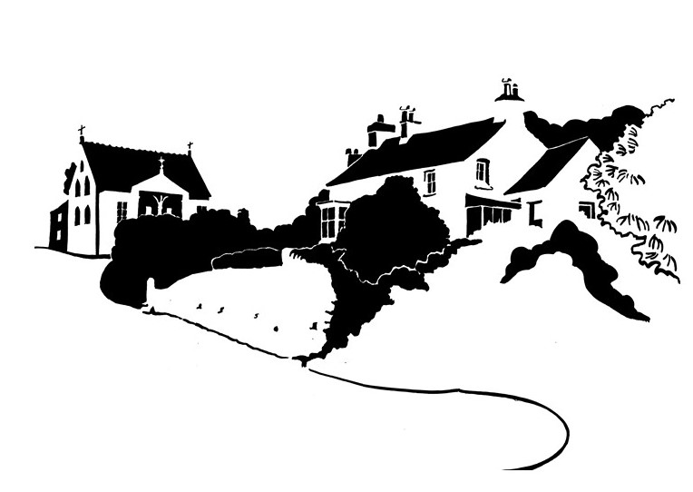 A chapel and house on a steep lane